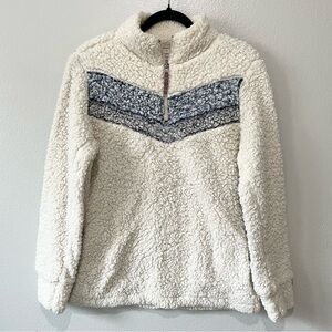 WEATHERPROOF- Neutral Fluffy Cozy Teddy Half Zip Sweater Size S